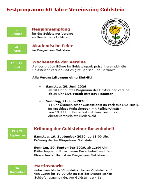 Festprogramm 60 Jahre Vereinsring Goldstein